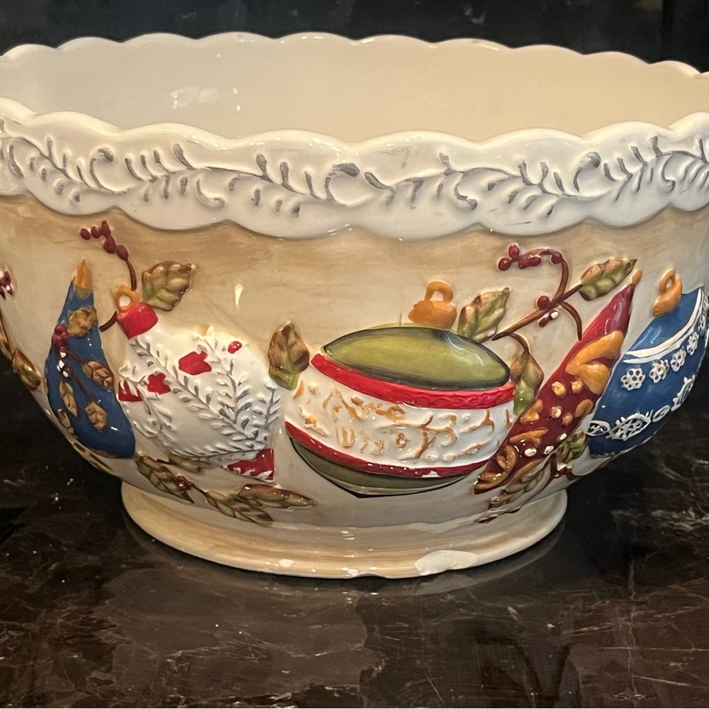 Decorative Ceramic Bowl with Colorful Accents